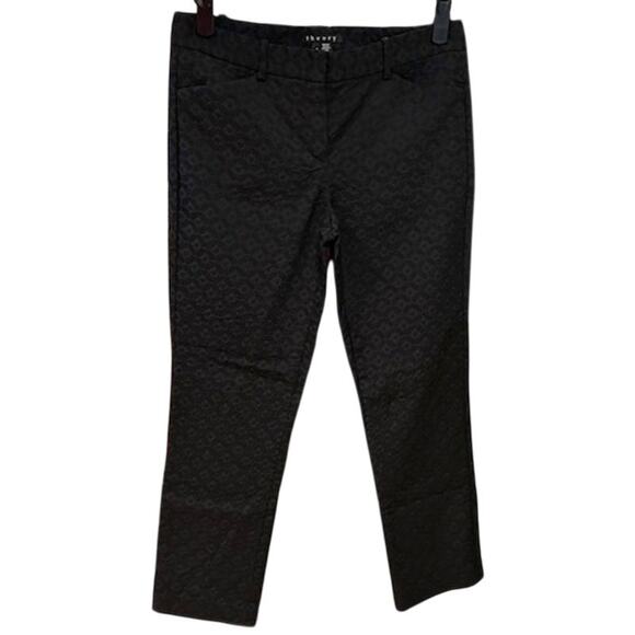 THEORY Black Izelle Charismatic Jacquard Geometric Pants Business Office Size 4 - Picture 1 of 13